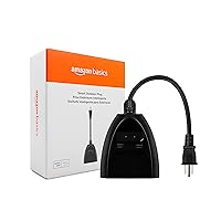 Outdoor Smart Plug with 2 Individually Controlled Outlets, 2.4 GHz Wi-Fi, Works with Alexa Only, Black, 3.72 x 1.81 x 4.94 inches