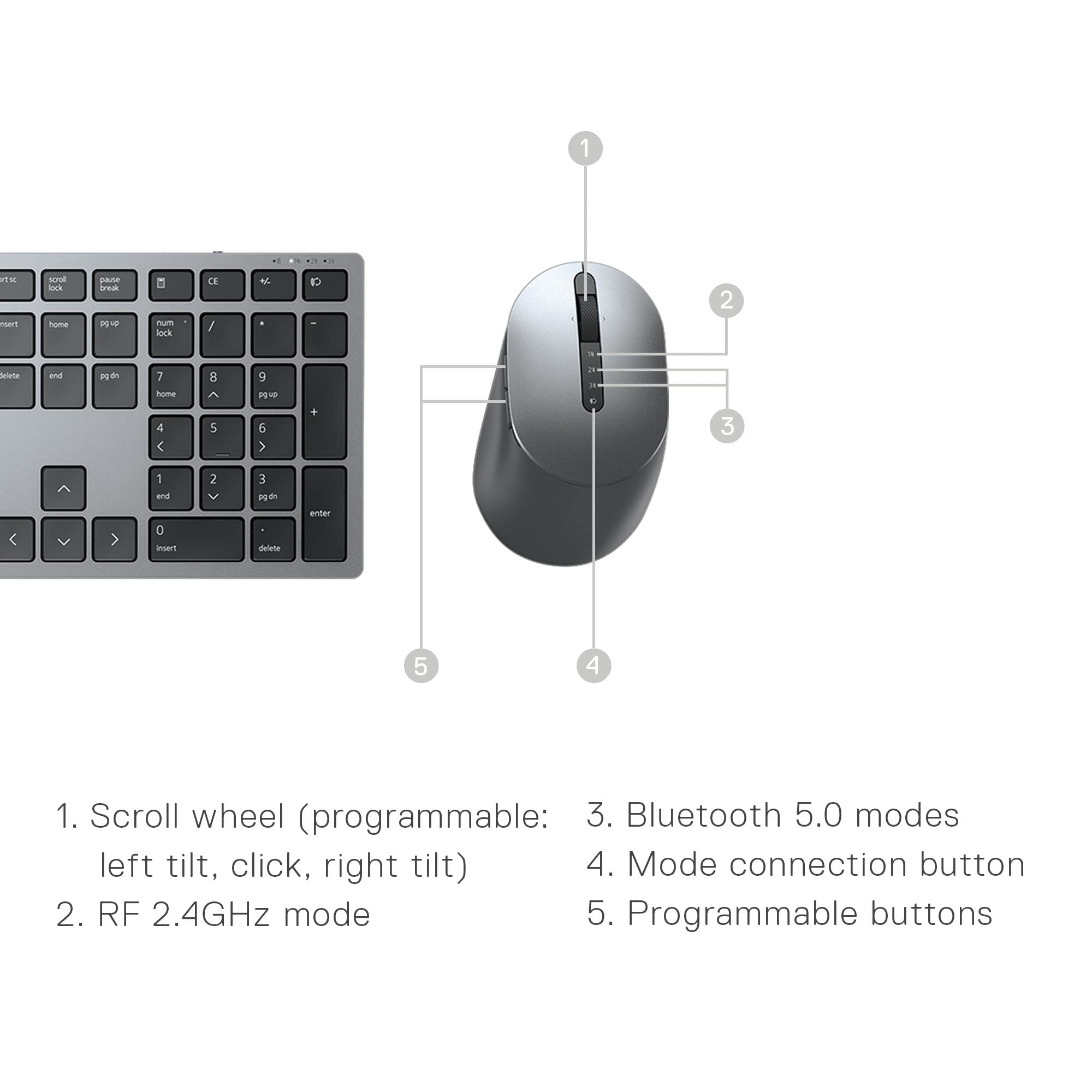 Dell Premier Multi-Device Wireless Bluetooth Keyboard and Mouse - KM7321W