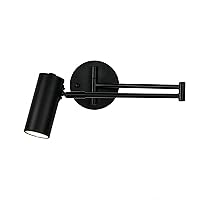 2 Inch Bedside Wall Light, Wall Mounted Tubular Reading Lamp, Modern Swing Arm Wall Light, Wall Light with Extendable Arm for Bedroom, 1 Piece, Black