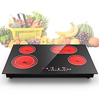 VBGK Electric cooktop 30 inch,240V 7200W Electric Stove 4 burner,Built-in and Countertop Electric Stove Top, LED Touch Screen,9 Heating Level, Timer & Kid Safety Lock, Touch Control