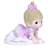 Precious Moments Growing in Grace Precious Baby | Brunette Girl Bisque Porcelain Figurine | Birthday Gift | Birthday Collection | Room Decor & Gifts | Hand-Painted