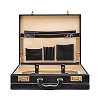 Maxwell Scott - Mens Luxury Leather Expandable Square Attaché Case with Wooden Frame for CEO's Directors - The Strada