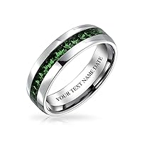 Personalized May Birth Month Dark Green Color Channel Set Crystal Eternity Band Ring Stainless Steel Custom Engraved