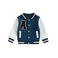Toddler Baby Boy Girl Baseball Jacket Y2k Varsity Bomber Jackets Letter Print Color Block Button Letterman Jackets