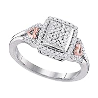 The Diamond Deal 10kt Two-tone Gold Womens Round Diamond Square Cluster Heart-accent Ring 1/3 Cttw
