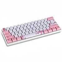 Cherry Blossom Pink Mechanical Wired Keyboard, 61 Keys Mini OUTEMU Hot Swappable Dye Sublimation PBT Keycaps Type-C Ergonomic Design Gaming Keyboard for Windows/Mac/Android (Red Switch)