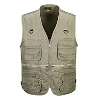 Men's Vest Fishing Vest Outdoor Lightweight Work Photo Vest With Multi Pockets Casual Travel Cargo Vests Jacket