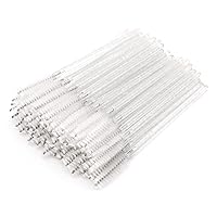 G2PLUS 100PCS Crystal Mascara Wands, White Eyelash Mascara Applicator, Disposable Spoolies Makeup Kits for Applying Mascara, Lash Extensions and Eyebrow Brush (White)