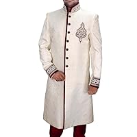 Men Sherwani Cream Wedding Western Attire Sherwani Embroidered SH0481