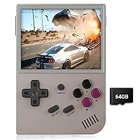 RG35XX Handheld Game Console Retro Handheld Arcade Game Console, 64G with 5000 Classic Games 3.5 Inch IPS Multifunctional Multi-Language High Resolution Gray 4.6 * 3.9 * 0.8 Inch