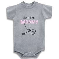 Baby Tee Time Gray Crew Neck Baby Girls' Just Like Mommy Stethoscope One Piece
