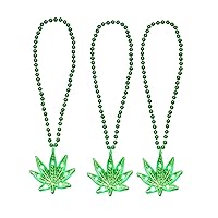 Pack of 3 Light Up LED Pot Leaf Cannabis Medicinal Marijuana 420 Beaded Necklace