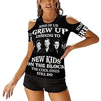 New-Kids On The-Block Women's Off Shoulder Tops Short Sleeves Slim Fit T-Shirt