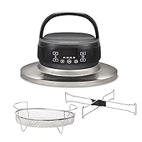 Hamilton Beach Air Fryer Lid, Fits 6 Quart Oval Slow Cooker Crock, with Fry Basket and Tray, Works with Multiple Brands (33602), BLACK