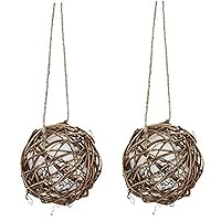 Hummingbird House Nest 2PCS 3.9 Inch Hummingbird Nesting Ball with Hanging Rope and Hook Rattan Hummingbird Nesting Material Filled with Natural Cotton for Bird Watching