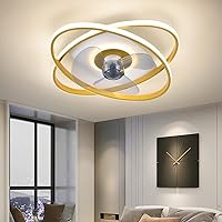 Tonhandisplay Ceiling Fan 3343js Gold LED Lighting Fan Diameter 50 cm 96 W Ceiling Light with Remote Control Light Colour/Brightness Adjustable Dimmable (3343js Gold)