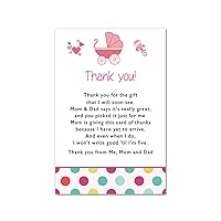 30 Thank You Cards Stroller Baby Girl Shower Personalized Cards Photo Paper