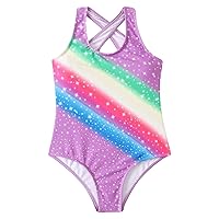 1 PCS Girl's Beachwear Splicing Color Swimwear Shiny Star Printed Swimsuits Summer Bathing Suits for Beach