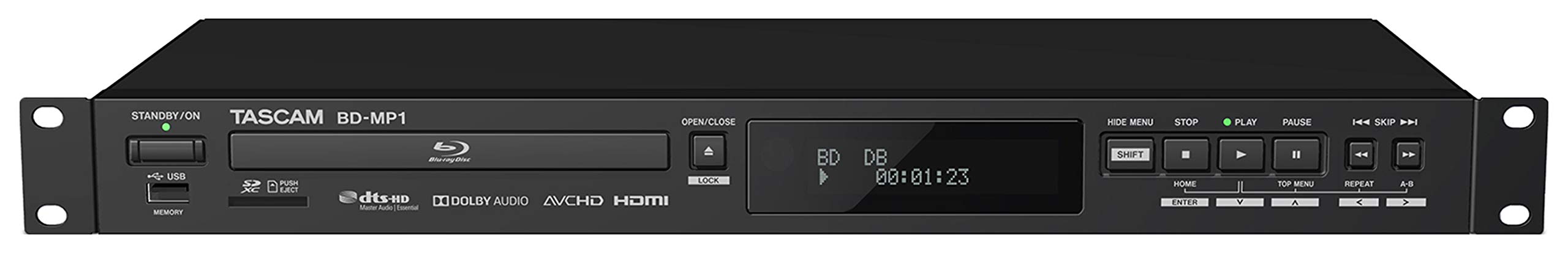 Tascam BD-MP1 Professional-Grade Rackmount Blu-ray Player Black 21.57 x 14.21 x 6.42