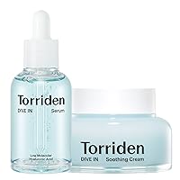 Dive-in Low-molecular Hyaluronic Acid Serum, 1.69 fl oz + Soothing Cream 3.38 fl oz Set | Vegan Clean Cruelty Free Facial Ampoule Moisturizer Astringent Alcohol-Free Fragrance-Free