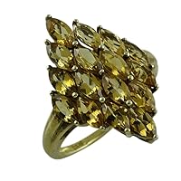 Carillon Citrine Marquise Shape Natural Non-Treated Gemstone 10K Yellow Gold Ring Engagement Jewelry for Women & Men