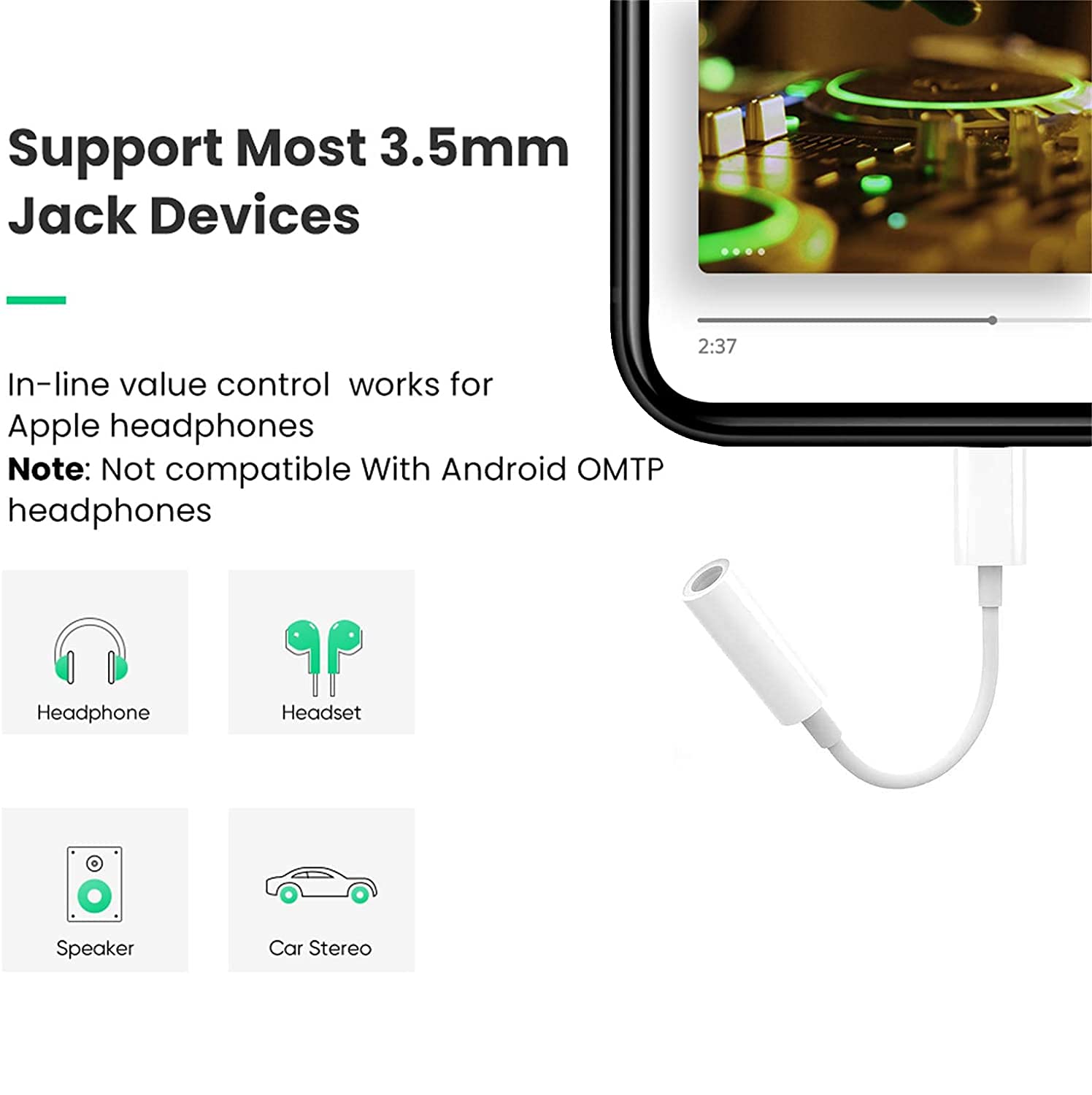 Apple MFi Certified 3 Pack Headphone Adapter for iPhone Connects Lightning to 3.5mm Dongle Auxiliary Audio Splitter Cable AKAVO Adapter Compatible with iPhone 7 8 11 11 Pro 12 12 Pro X XR XS XS Max