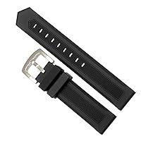 for Any Watch 20mm 22mm 24mm Black Rubber watchband Waterproof Soft Watch Strap Silicone Wristband bracele Stainless Steel Clasp (Color : Black Black Clasp, Size : 24mm)