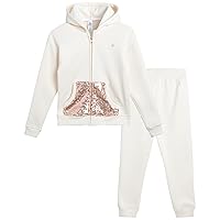 RBX Girls' Active Sweatsuit Set - 2 Piece Fleece Hoodie Sweatshirt and Sweatpants - Sequin Jogger Pants Set for Girls (7-12)