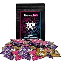 Pleasure Pack Collection Dotted, Ultra Ribbed, Contoured, Extended Pleasure, Thin Feel Condoms (2000 Count)
