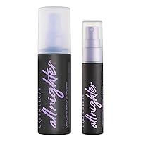 Urban Decay All Nighter Waterproof Makeup Setting Spray Set - Long Lasting, Up To 16 Hours - Oil-Free, Natural Finish - Non-Drying Formula for All Skin Types – 4.0 Fl. Oz + 1.0 Fl. Oz