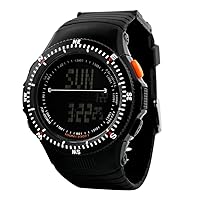 FeiWen Mens Multifunction Digital Watches 50M Waterproof LED Electronic Outdoor Sports Military Stopwatch 12H / 24H Calendar Alarm Date Wristwatches Plastic Dial with Rubber Strap, Black