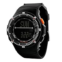 FeiWen Mens Multifunction Digital Watches 50M Waterproof LED Electronic Outdoor Sports Military Stopwatch 12H / 24H Calendar Alarm Date Wristwatches Plastic Dial with Rubber Strap, Black