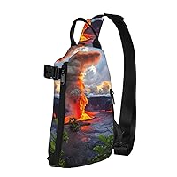 Kilauea Volcanos Print Crossbody Backpack Cross Pack Lightweight Sling Bag Travel, Hiking