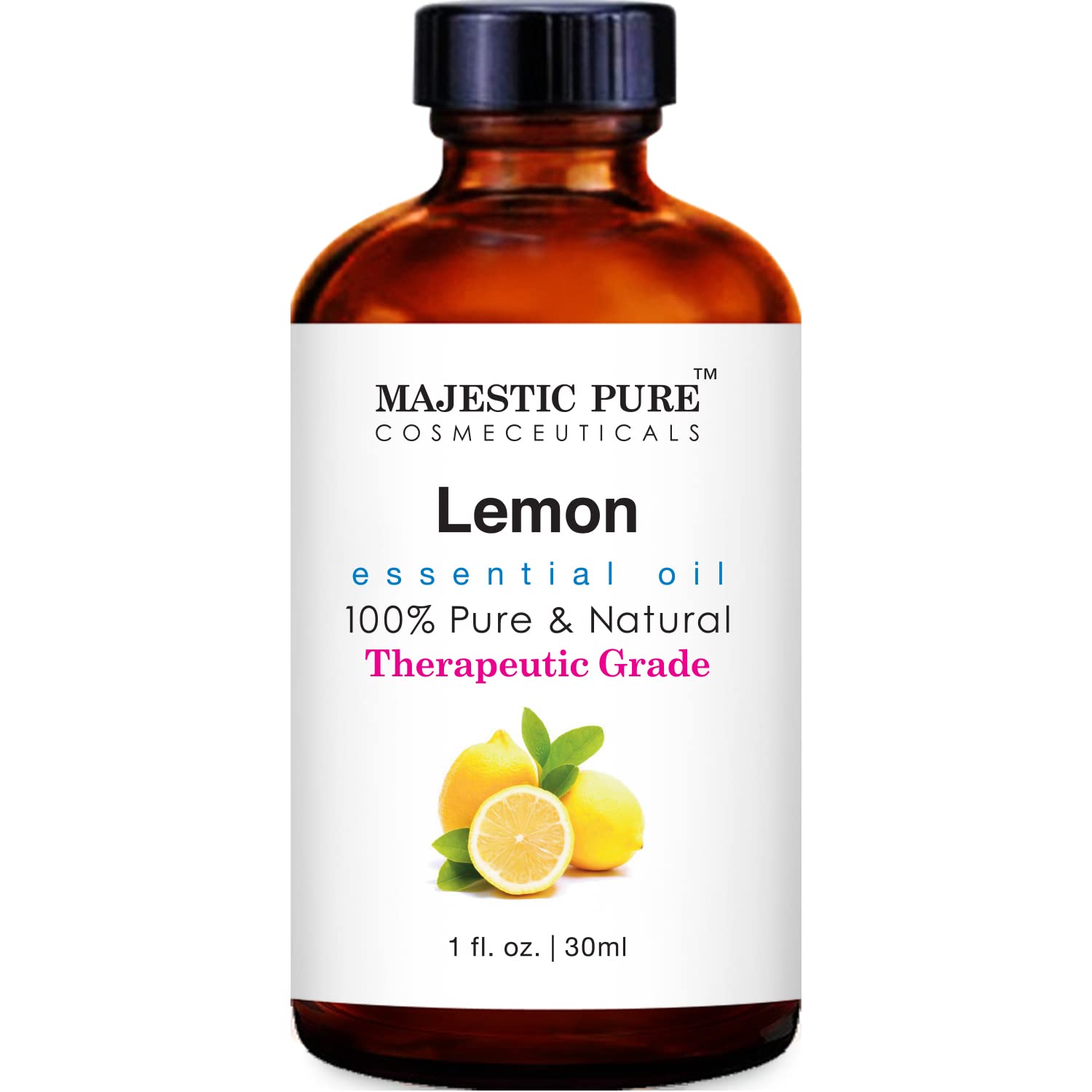 MAJESTIC PURE Lemon Essential Oil, Therapeutic Grade, Pure and Natural, for Aromatherapy, Massage, Topical & Household Uses, 1 fl oz