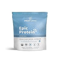 Sprout Living, Epic Protein, Plant Based Protein & Superfoods Powder, Original, Unflavored | Organic Protein Powder, Vegan, Non Dairy, Non-GMO, Gluten Free, Sugar Free, Perfect Keto Drink Mix (5 lb)