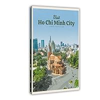 Visit Ho Chi Minh City Travel Canvas Poster Wall Art Decor Print Picture Paintings for Living Room Bedroom Decoration Frame Frame 12x18inch(30x45cm)