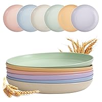 SGAOFIEE 6 PACK 10 Inch Lightweight Wheat Straw Plates, Unbreakable and Reusable Plate Set, Dishwasher & Microwave Safe, Healthy for Kids Children & Adult