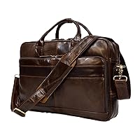 Retro Laptop Briefcase Bag Genuine Leather Handbags Casual 15.6'' Bag Daily Working Tote