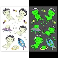 Space Cat Temporary Tattoos Luminous Resin Stickers Glow in the Dark Fillers Craft