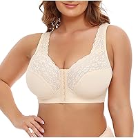 Plus Size Bras for Women Rimless Lace Cup Front Closure Thin Large Bra Ladies Sexy Bralette Underwear