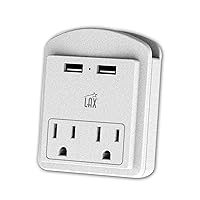 Multi-Plug Outlet - Surge Protectors 2 Wall Outlet Extender with 2 USB Ports - Suitable for Home, Office, & School - White, 2 Wall Outlets and 2 USB Ports