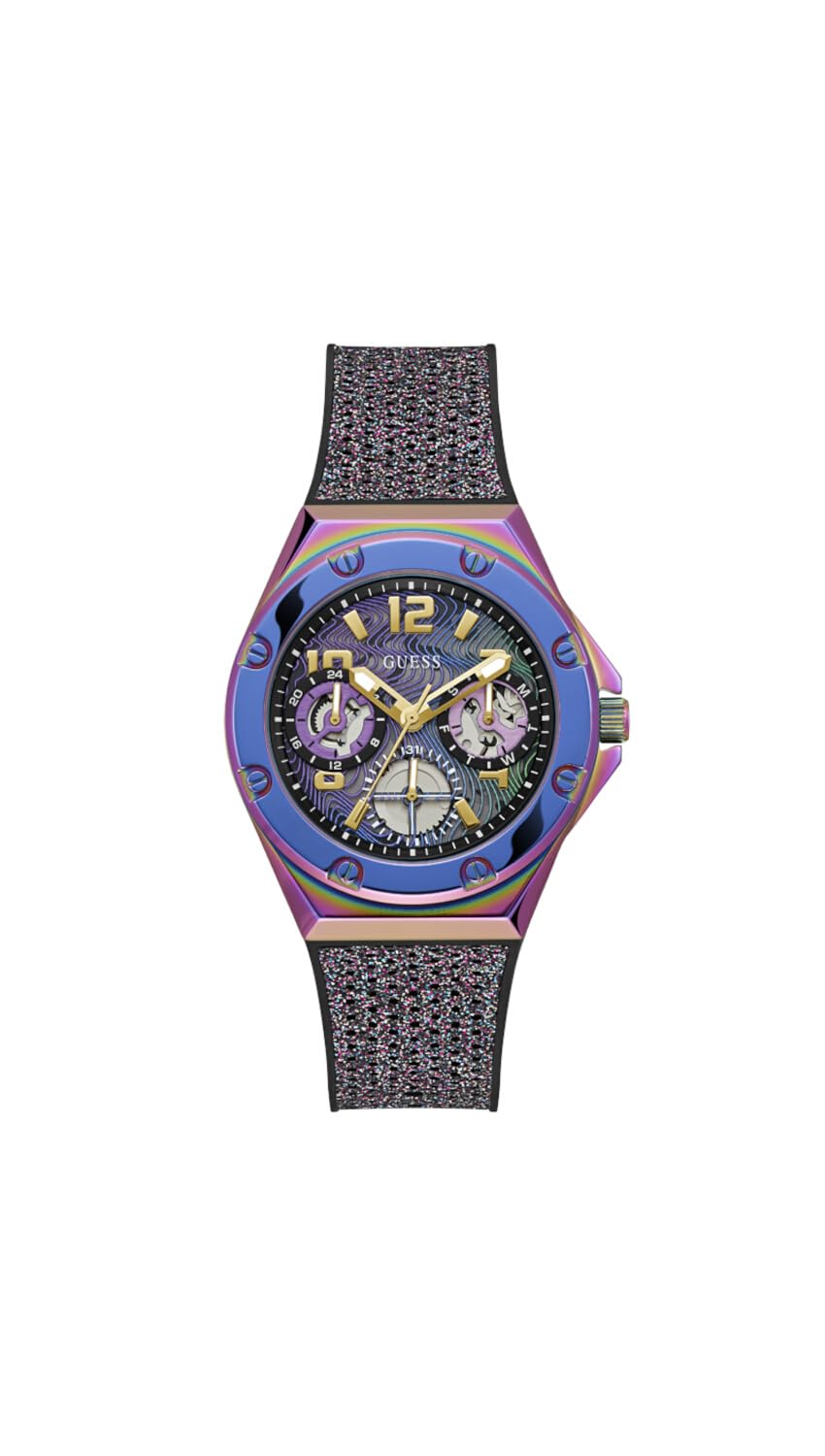 GUESS Women's 40mm Watch - Multi-Color Strap Multi Dial Iridescent Case