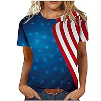 Black of Friday Deals 2024 4th of July Crewneck Patriotic T-Shirts Women American Flag Print Faith Shirts Casual Short Sleeve Holiday Tee Tops