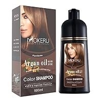 (Natural Black) Mokeru Argan Oil Wash Dye Shampoo Grape Red Colour 500ml., READY2WHITE