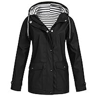 SNKSDGM Rain Jacket for Women Waterproof Hooded Raincoat Trench Coat Zip Up Lightweight Cycling Bike Windbreaker Outerwear