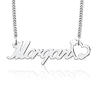 Personalized Name Heart Necklace for Women Girl Initial Stainless Steel Pendant Jewelry Christmas Gift Curb Chain