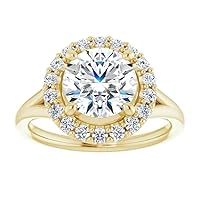 2 CT Round Cut Moissanite Engagement Rings for Women Wedding Bridal Ring Set 925 10K 14K 18K Solid Yellow Gold Solitaire Halo Eternity Vintage Anniversary Promise Purpose Gift for Her
