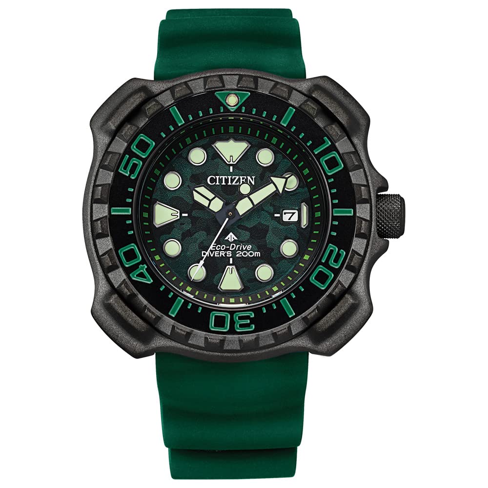 Citizen Men's Promaster Dive Eco-Drive Watch, 3-Hand Date, Polyurethane Strap, ISO Certified, Super Titanium™, Luminous Hands and Markers, One-Way Rotating Bezel