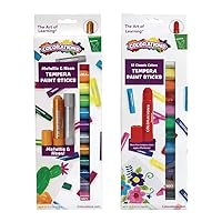 Tempera Paint Sticks, 24 Colors, Silky Smooth Color Application, Classic, Neon & Metallic Colors