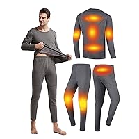 Mens Electric Heated Thermal Underwear set Men's Travel Heated Pants and Shirt, USB Mens Thermal Underwear set